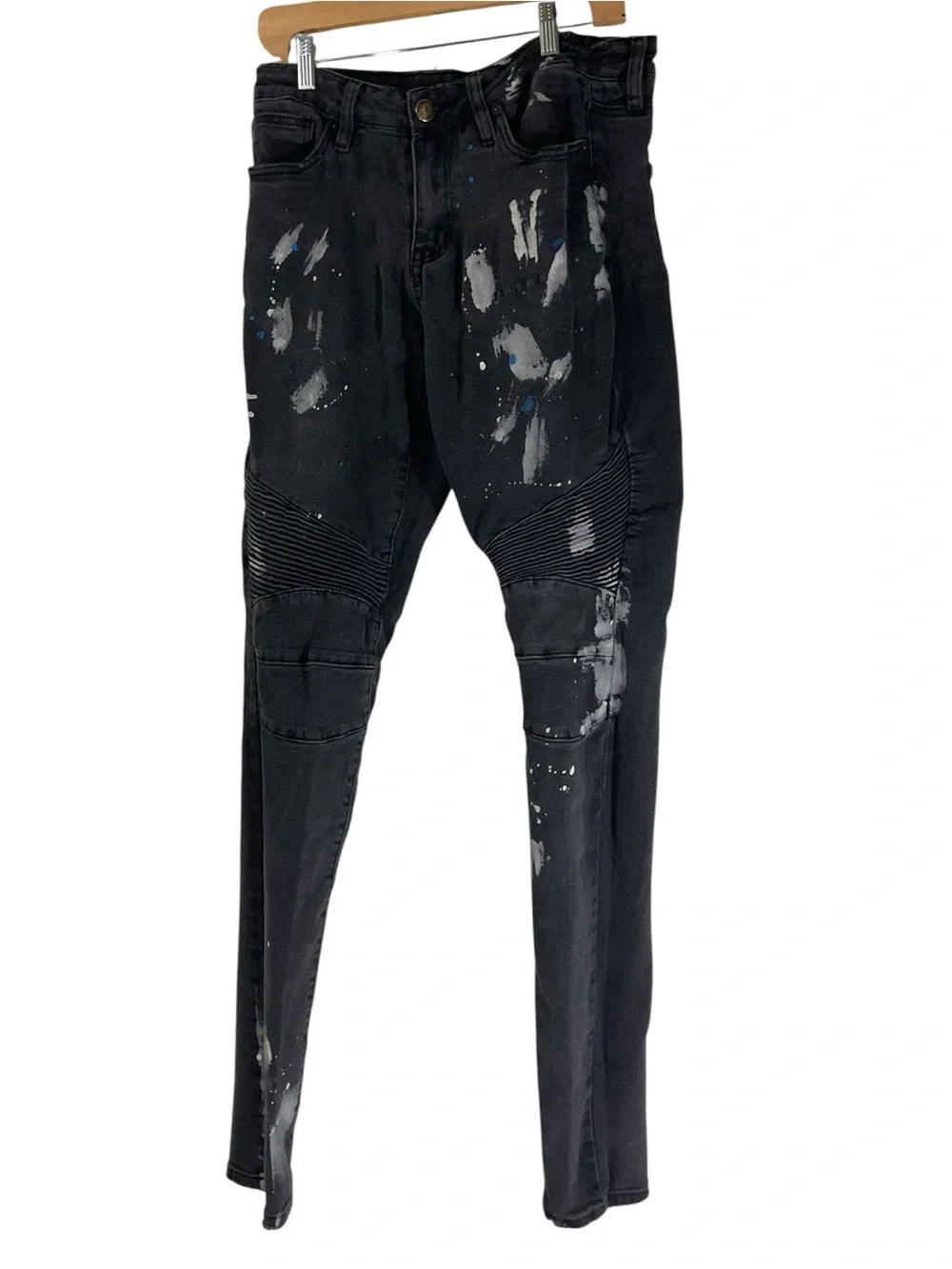 Rue21 Premium Men’s 30x32 Stacked Skinny Supreme Flex Moto Paint Splatter Jeans
